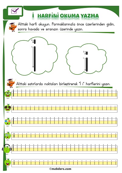 1.Sınıf İlkokuma İ Sesi Okuma Yazma Etkinliği