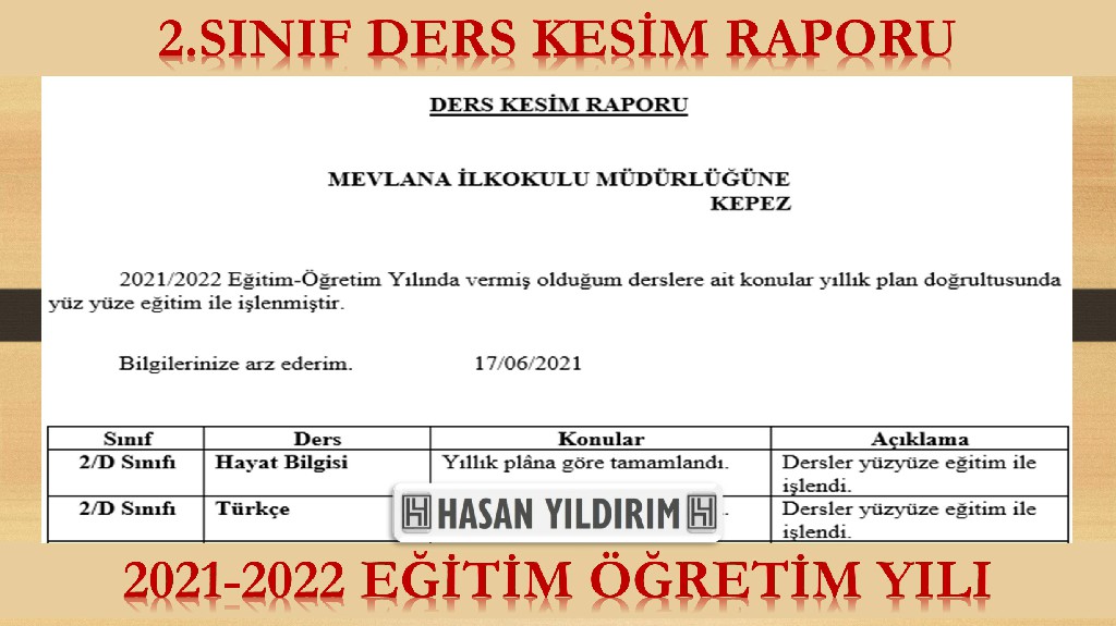 2021-2022 2.Sınıf Ders Kesim Raporu