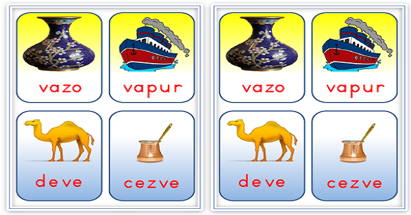 1. Sınıf İlk Okuma Yazma ( V-v Sesi ) Harf Sezdirme Kartları