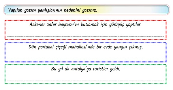 2.Sınıf Türkçe Büyük Harflerin Kullanıldığı Yerler Etkinliği -3