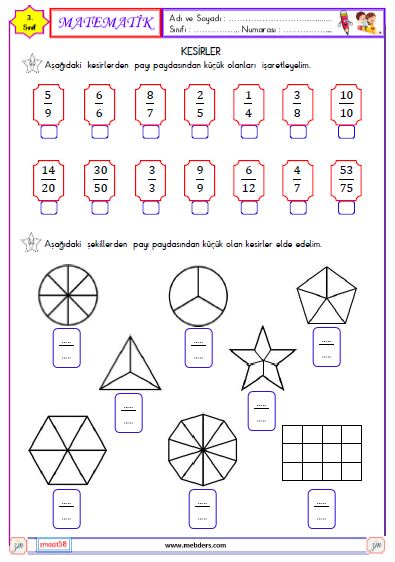 3. Sınıf Matematik Kesirler Etkinliği 15