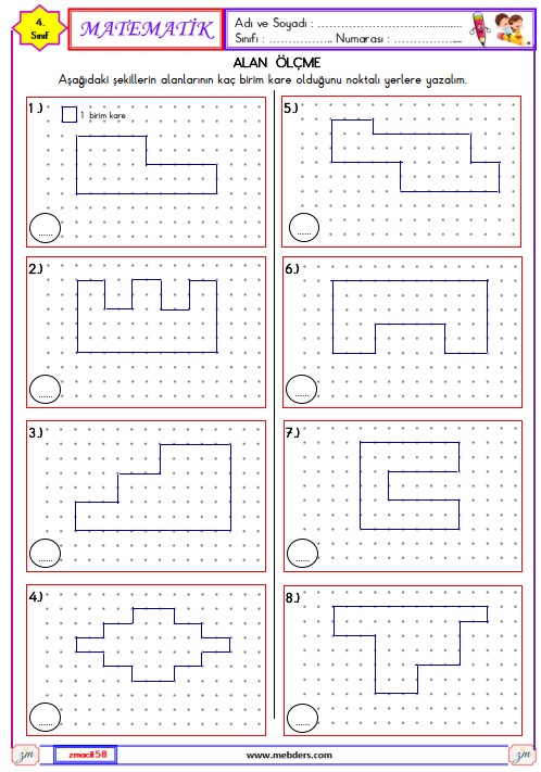 4. Sınıf Matematik Alan Ölçme Etkinliği 13