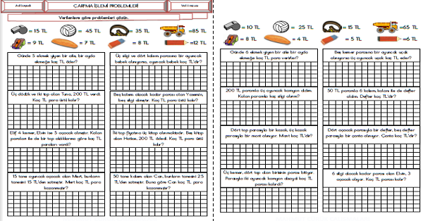 3.Sınıf - Matematik Çarpma İşlemi Problemleri-23