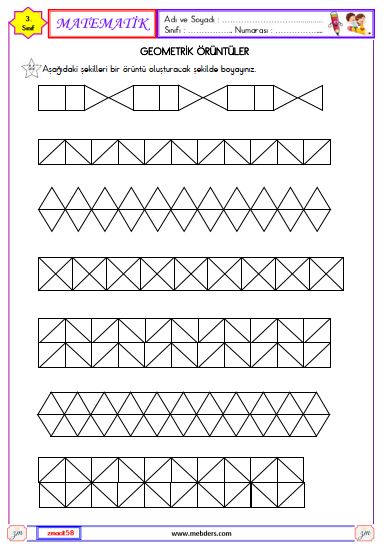 3. Sınıf Matematik Geometrik Örüntüler Etkinliği 2