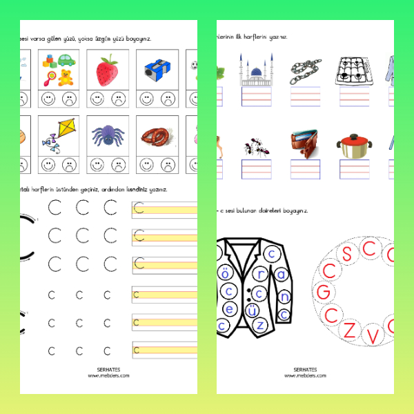 1. Sınıf İlkokuma Yazma - C Sesi Etkinliği - 1