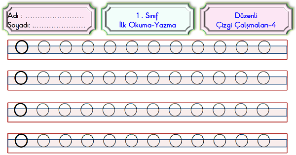 1.Sınıf İlk Okuma Yazma Düzenli Çizgi Çalışmaları Etkinliği 4