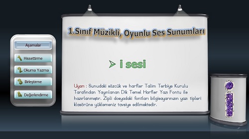 1.Sınıf İlkokuma Müzikli, Animasyonlu i Sesi Sunusu