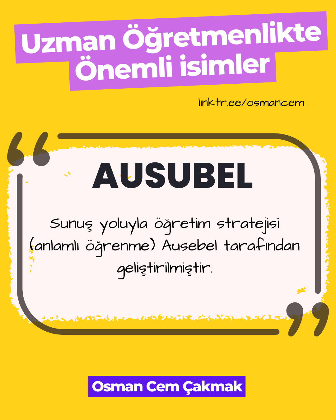 Uzman Öğretmenlikte Önemli İsimler Serisi 3