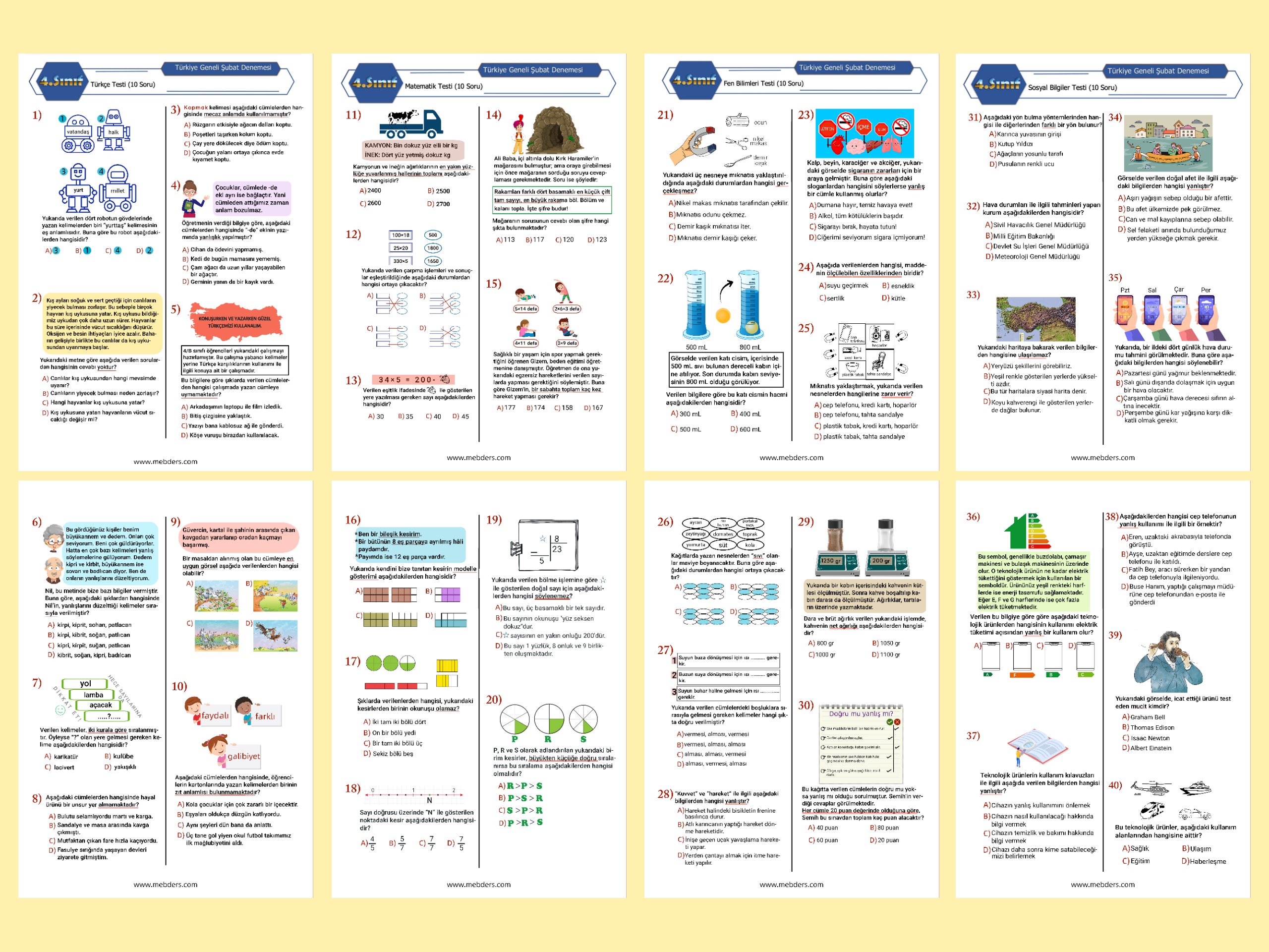 4. Sınıf Şubat Ayı Denemesi (PDF)