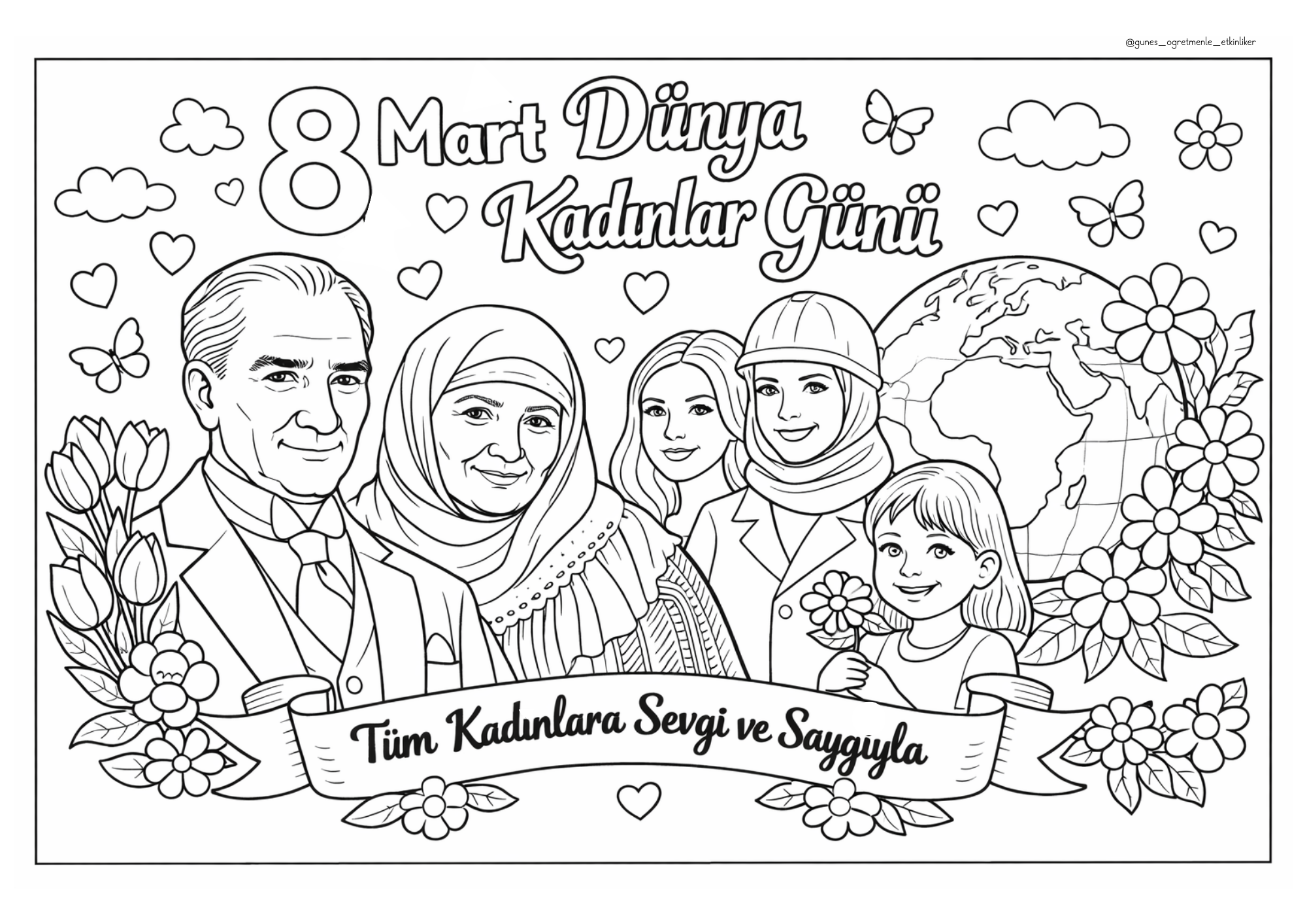 8 Mart Dünya Kadınlar Günü Boyama