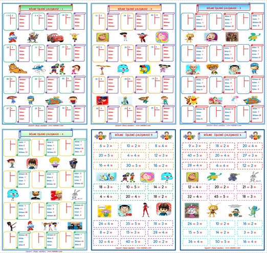 2.Sınıf Matematik Bölme İşlemi Çalışması  (6 Sayfa)