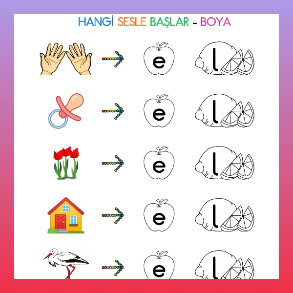 1. Sınıf İlkokuma Yazma - L Sesi Hangi Sesle Başlar Etkinliği