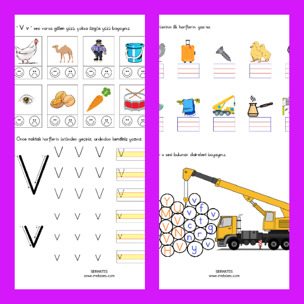 1. Sınıf İlkokuma Yazma - V Sesi Etkinliği - 1