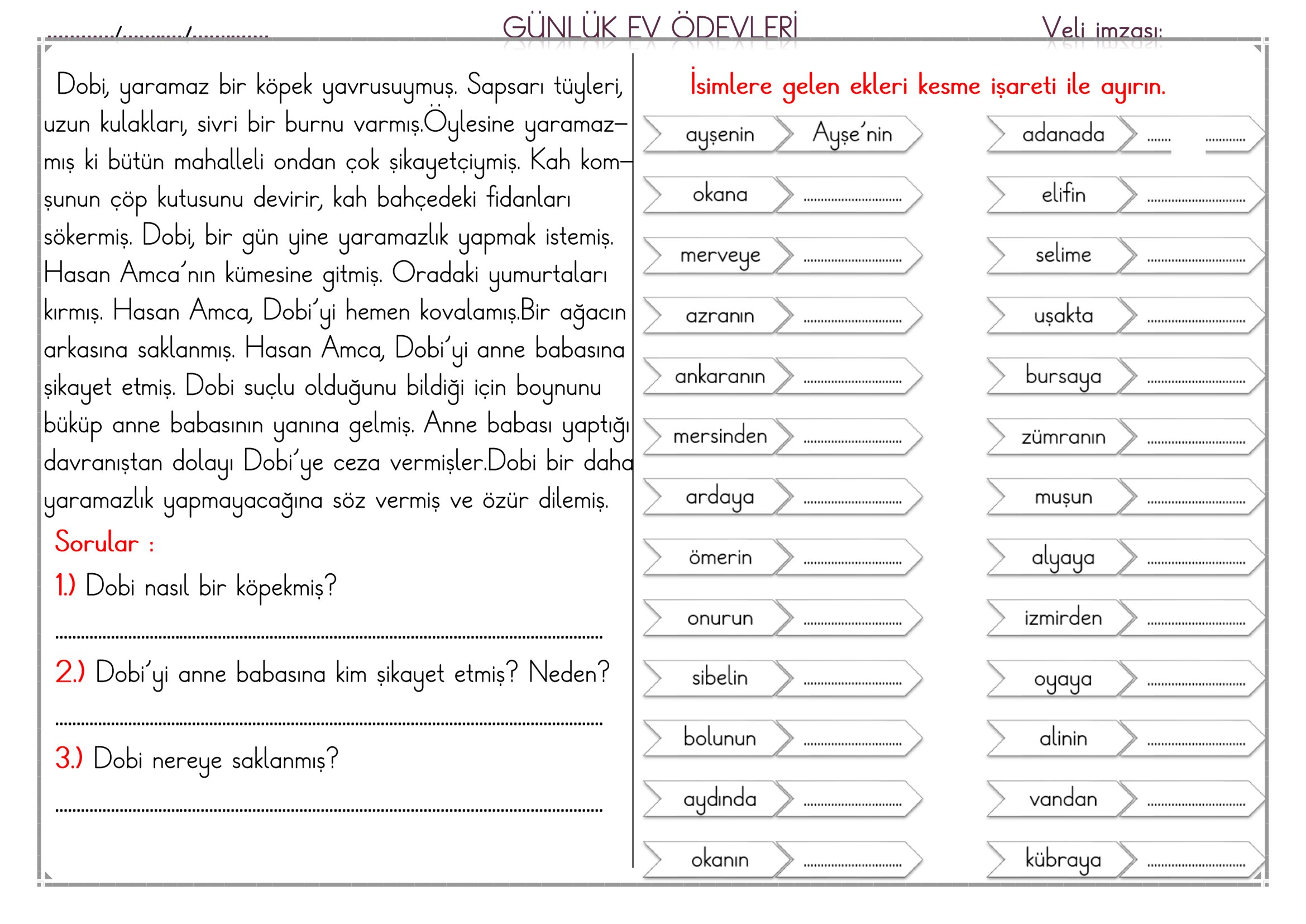 1.Sınıf - 04 Mayıs 2026 Günlük Ev Ödevleri