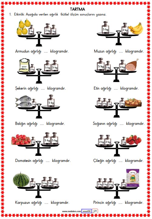 2. Sınıf Matematik Tartma Etkinliği 8
