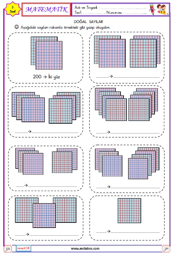 3. Sınıf Matematik Doğal Sayıları Okuma ve Yazma Etkinliği