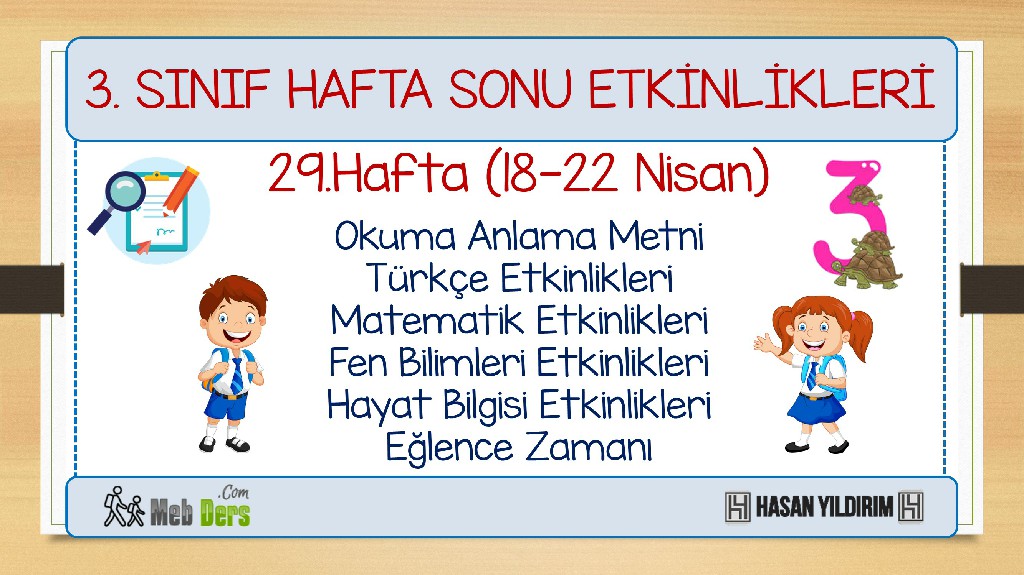 3.Sınıf Hafta Sonu Etkinlikleri-29.Hafta(18-22 Nisan)