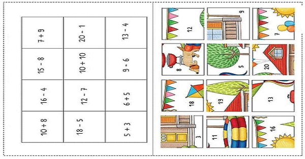 1. Sınıf Matematik Toplama ve Çıkarma İşlemi Puzzle Kes-Yapıştır 1