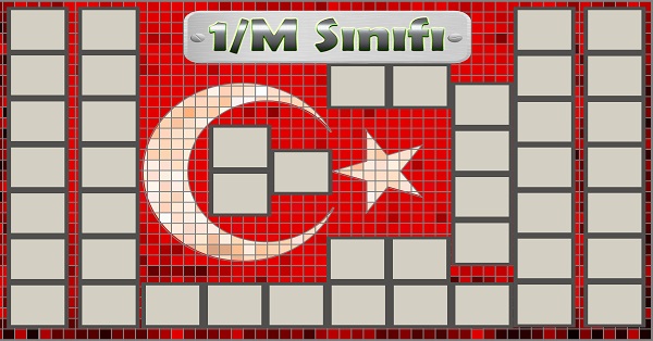 Model 54, 1M şubesi için Türk bayraklı fotoğraf eklemeli kapı süslemesi - 45 öğrencilik