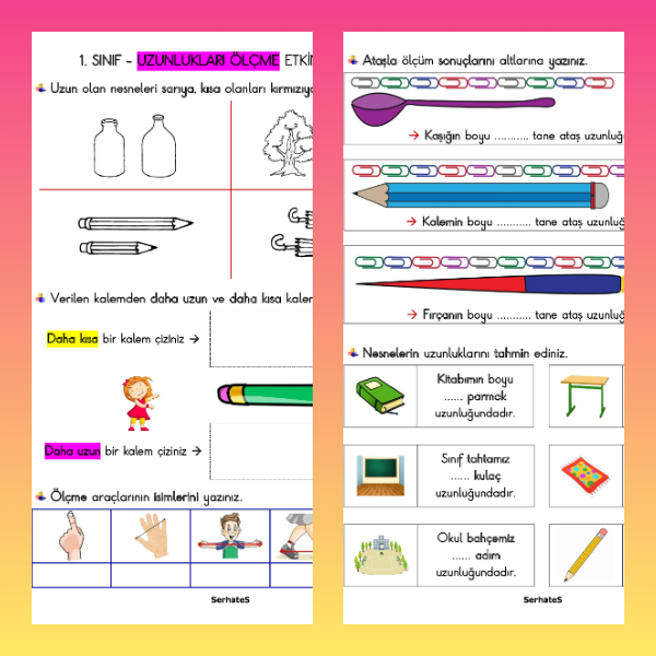 1. Sınıf Matematik - Uzunluk Ölçme Etkinliği - 1