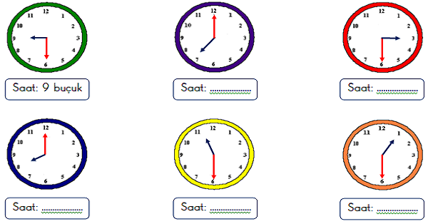 1.Sınıf Matematik Zamanı Ölçme (Saatler) Etkinliği 1