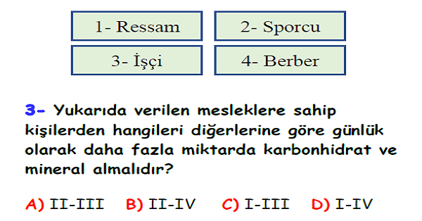 4.Sınıf Fen Bilimleri Besinlerimiz Yaprak Test-1