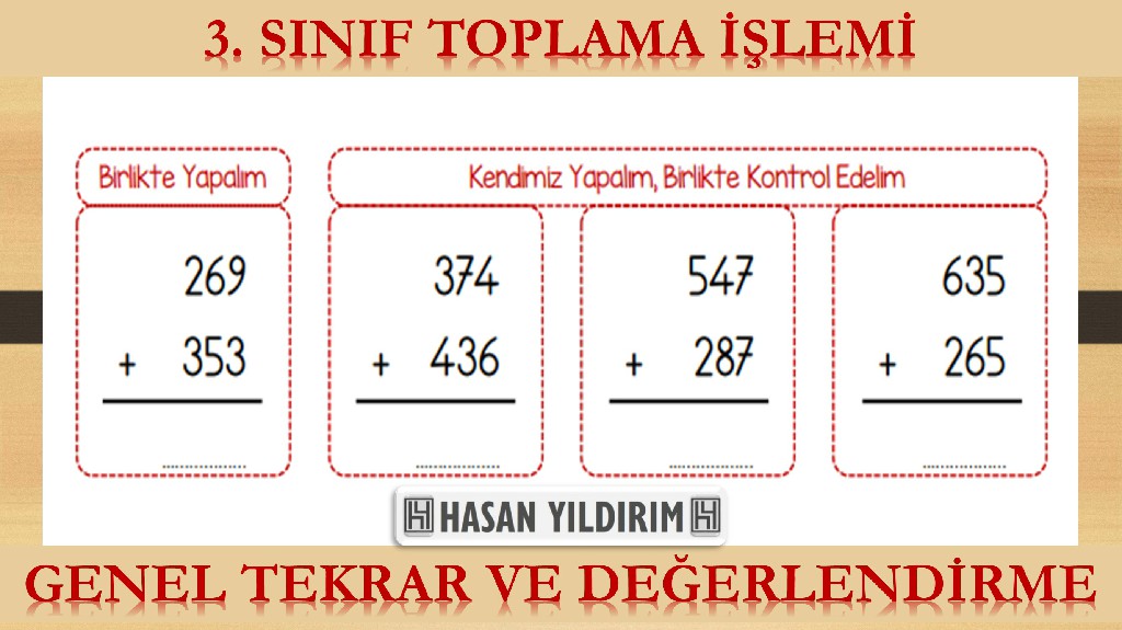 3.Sınıf Toplama İşlemi - Genel Tekrar ve Değerlendirme Çalışması (4 Sayfa)