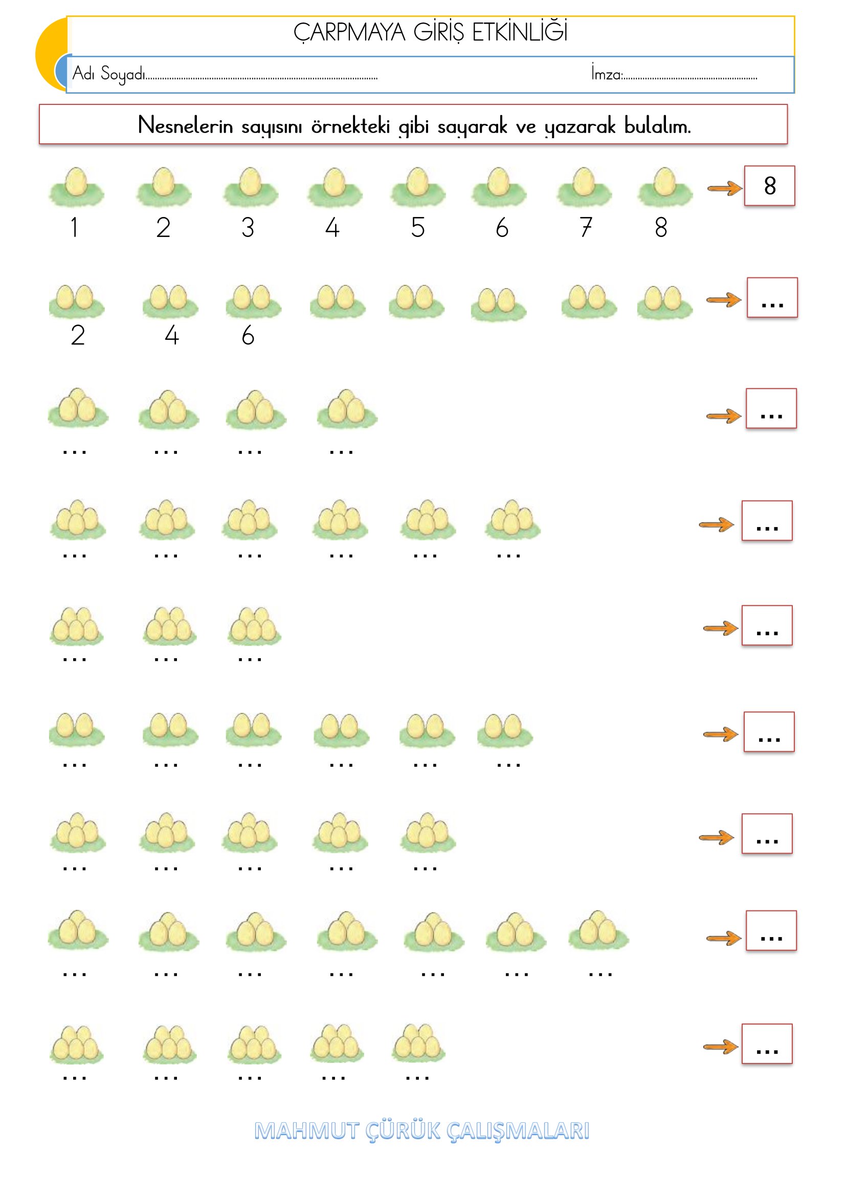 2.Sınıf - Matematik - Çarpmaya Giriş Etkinliği-1