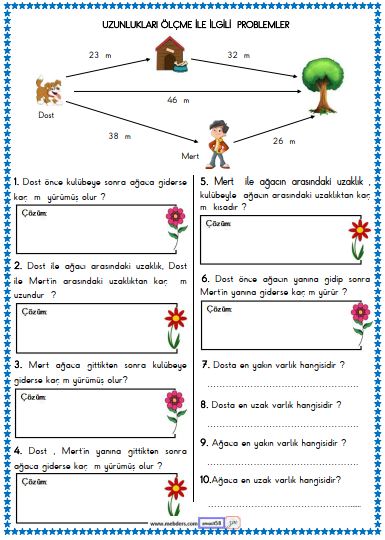 2. Sınıf Matematik Uzunluk Ölçme İle İlgili Problemler 6 Etkinliği