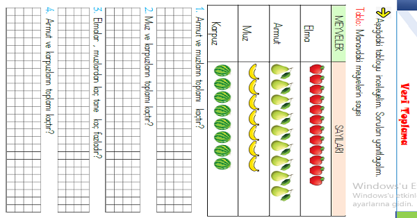 1.Snıf Matematik Veri Toplama ve Tablo Etkinliği-4