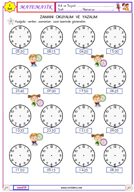 3. Sınıf Matematik Zamanı Okuyalım ve Yazalım Etkinliği 5