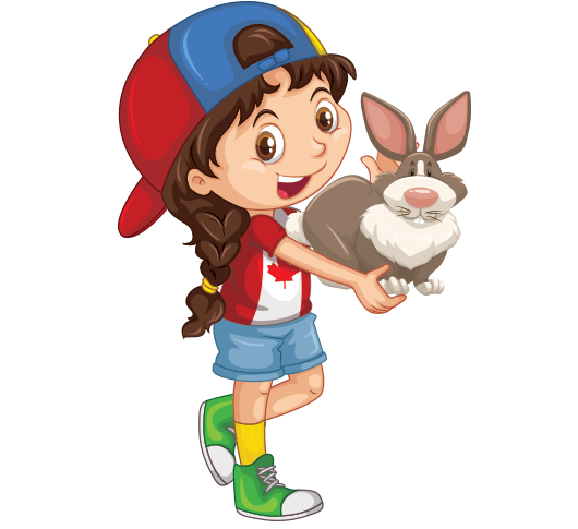 Clipart kucağında tavşan tutan şapkalı kız çocuk resmi