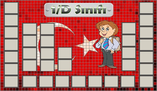 Model 54, 1D şubesi için Türk bayraklı fotoğraf eklemeli kapı süslemesi - 36 öğrenciliktir