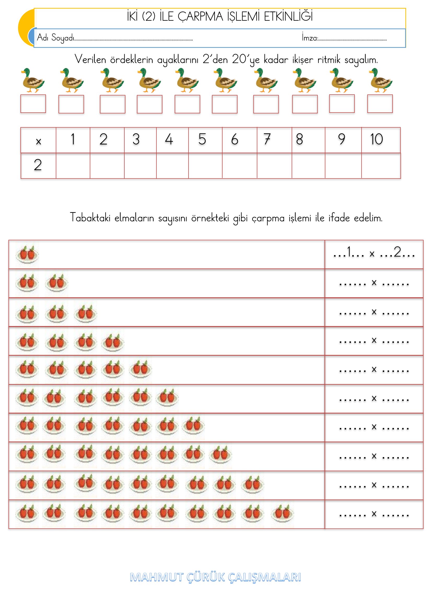 2.Sınıf - Matematik İki İle Çarpma İşlemi Etkinliği