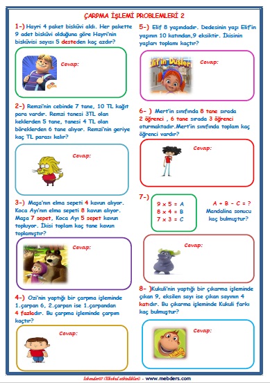 2.Sınıf Matematik Çarpma İşlemi Problemleri  2