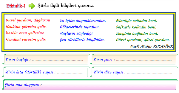 3.Sınıf Türkçe Şiir Bilgisi