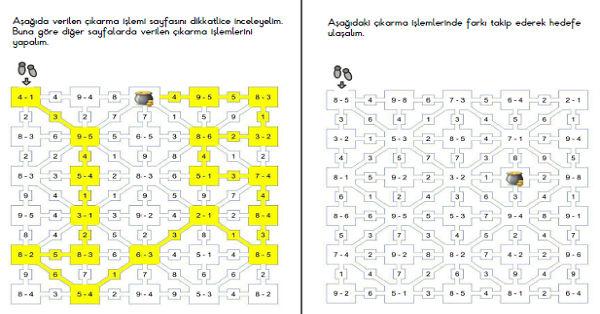 1. Sınıf Matematik Bulmacalı Çıkarma İşlemi 1