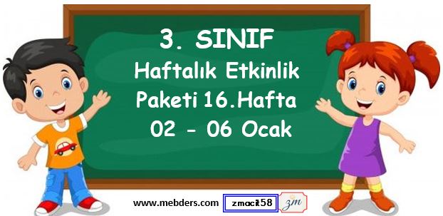 3. Sınıf 16. Hafta Etkinlik Paketi (02- 06 Ocak)