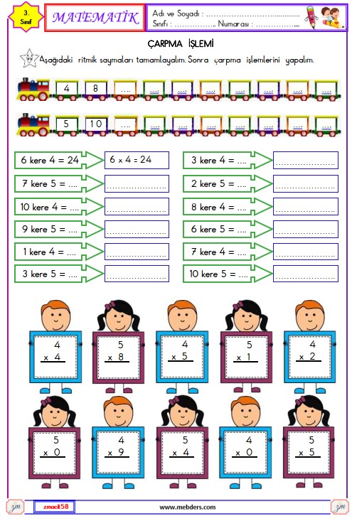 3. Sınıf Matematik Çarpma İşlemi Etkinliği 7