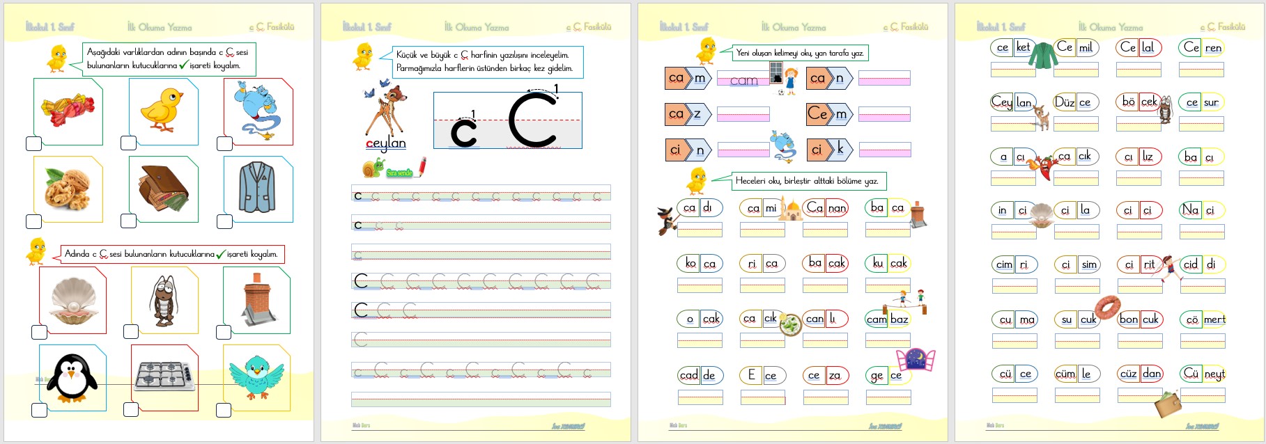 1. Sınıf İlk Okuma Yazma C Sesi FASİKÜLÜ