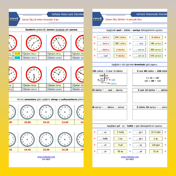 4. Sınıf Matematik - Zaman Ölçü Birimleri Arasındaki İlişki Etkinliği