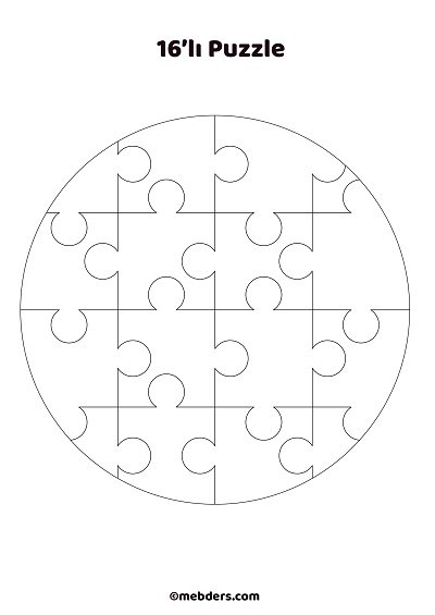 16'lı çember puzzle şablon