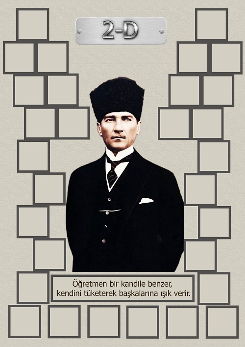 Model 15, 2D şubesi için Atatürk temalı, fotoğraf eklemeli kapı süslemesi - 30 öğrencilik