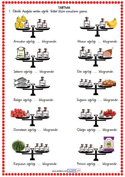 2. Sınıf Matematik  Tartma Etkinliği 3