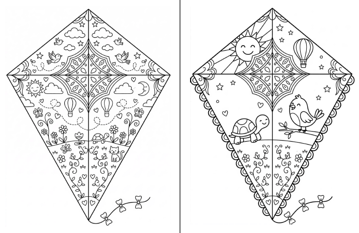 Boyama Çalışması (4 Farklı Uçurtma Görselleri)