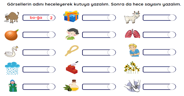 1.Sınıf İlk Okuma Yazma Ğ-ğ Sesi Görselleri ve Hecelere Ayırma