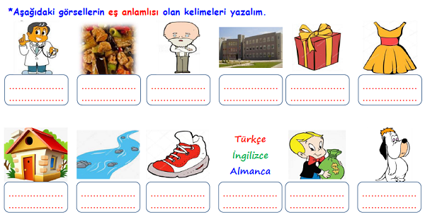 4.Sınıf Türkçe Eş Anlamlı Kelimeler