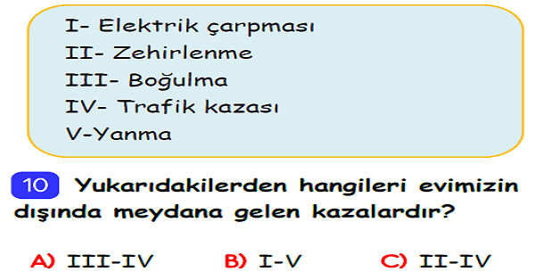 3.Sınıf Hayat Bilgisi Güvenli Hayat Ünite Değerlendirmesi-2