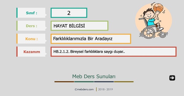 2.Sınıf Hayat Bilgisi Farklılıklarımızla Bir Aradayız Sunusu