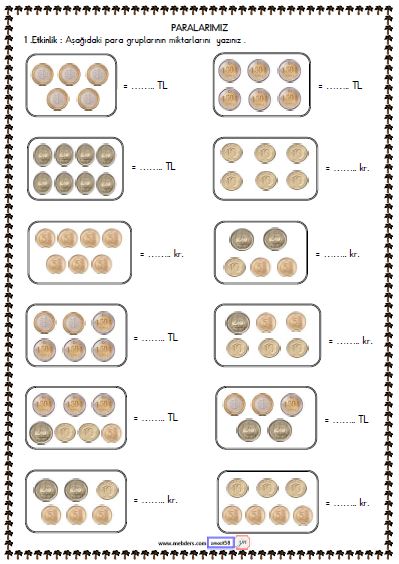 2. Sınıf Matematik Paralarımız Etkinliği 3